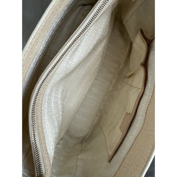 Céline Macadam Canvas Cream Leather Hand Bag Aquamarine Blue Purse - Picture 12 of 15